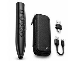 AEVOR® Presentatie Klikker - Laser - Pointer - Presenter - USB Ontvanger - Incl. USB A & C Adapter - Clicker - Oplaadbaar - Opberghoes