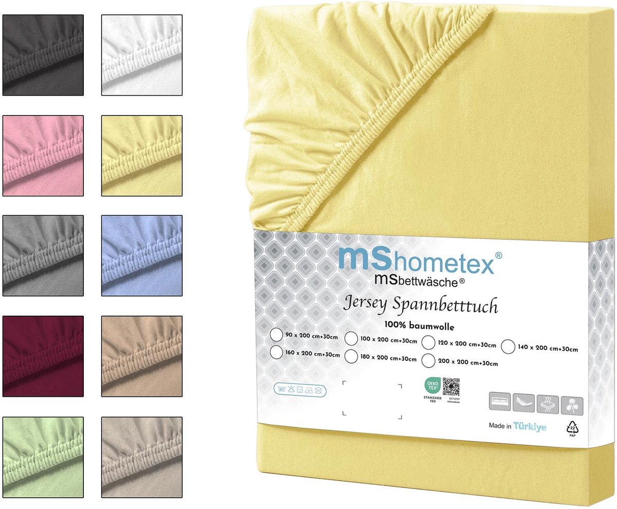 Jersey hoeslaken 180 x 200 cm - 100% katoen - ademend - zacht voor optimaal slaapcomfort - SnelShoppen