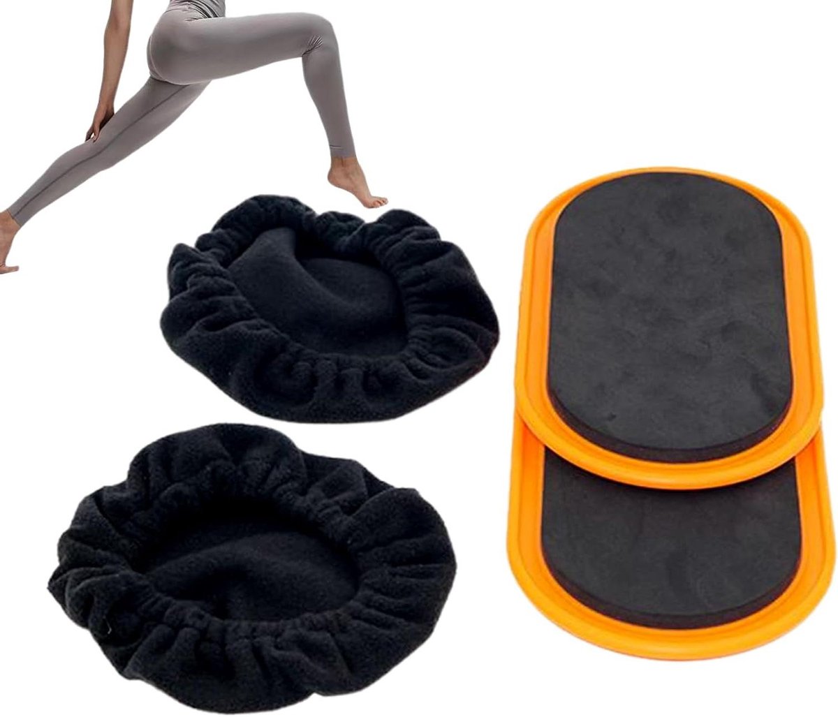 Fitness Glijders - Oefenschijven Pilates - Core Training - Ovaal Ontwerp - 23.5 x 13.5 cm - Grijs