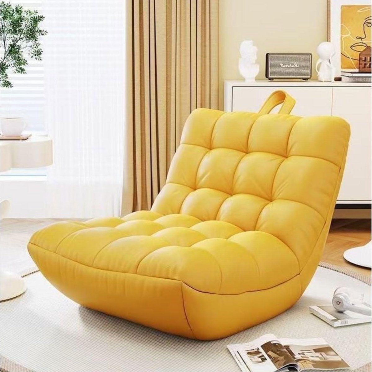Zitzak Stoel - Lounge Bank - Ontspannen Zitten - Ergonomisch Ontwerp - Hoge Rugleuning - Geel