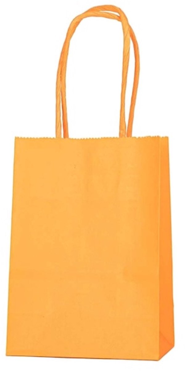 Papieren Draagtas - 60 Stuks -Oranje- 11x15x6cm - Papieren Tasjes - Kraft Tas - Tassen - Cadeau Tas - Hoogwaardig Kraft Papier - Eco-vriendelijk - Ideaal voor Geschenken - Lasentopack