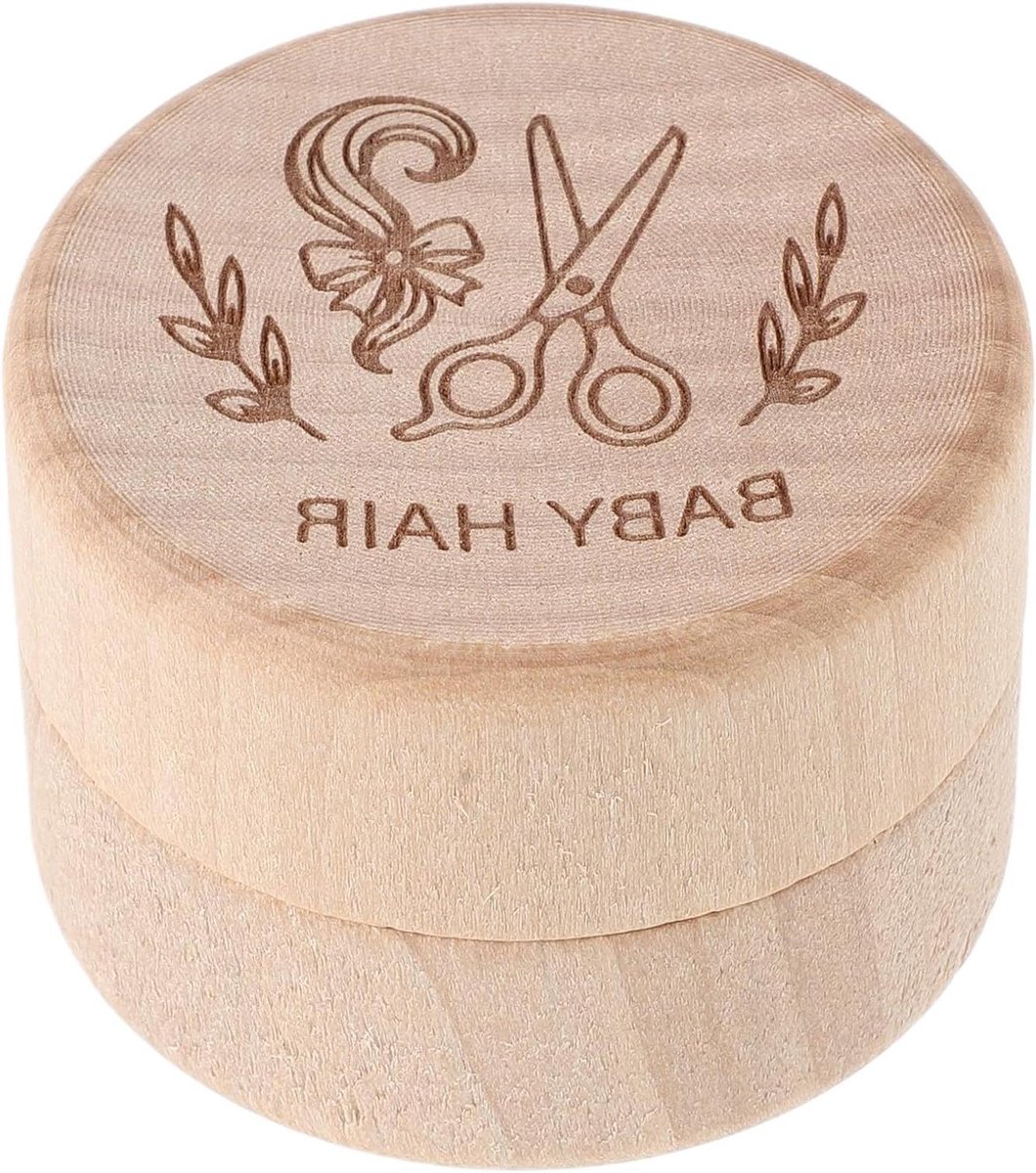 Baby Haartjes Doosje - Tandenbewaarder Melktanden - Baby Aandenken Bewaren - Vochtbeschermend Hout - 5 cm - Beige