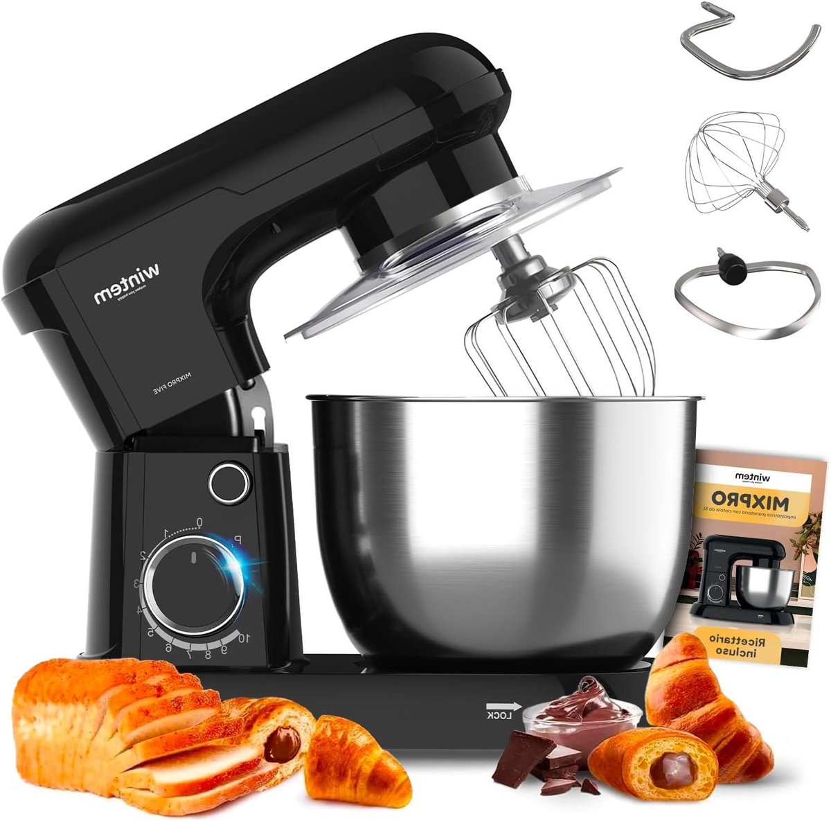 Keukenmachine - Mixer - Bakken - Stil en Krachtig - 6.5L Kom - Zwart
