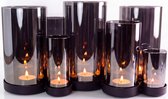 StudioRAR Kaarsenhouder Blaze - Smokey glas Windlicht - Zwart stalen basis - Voor 9 kaarsen