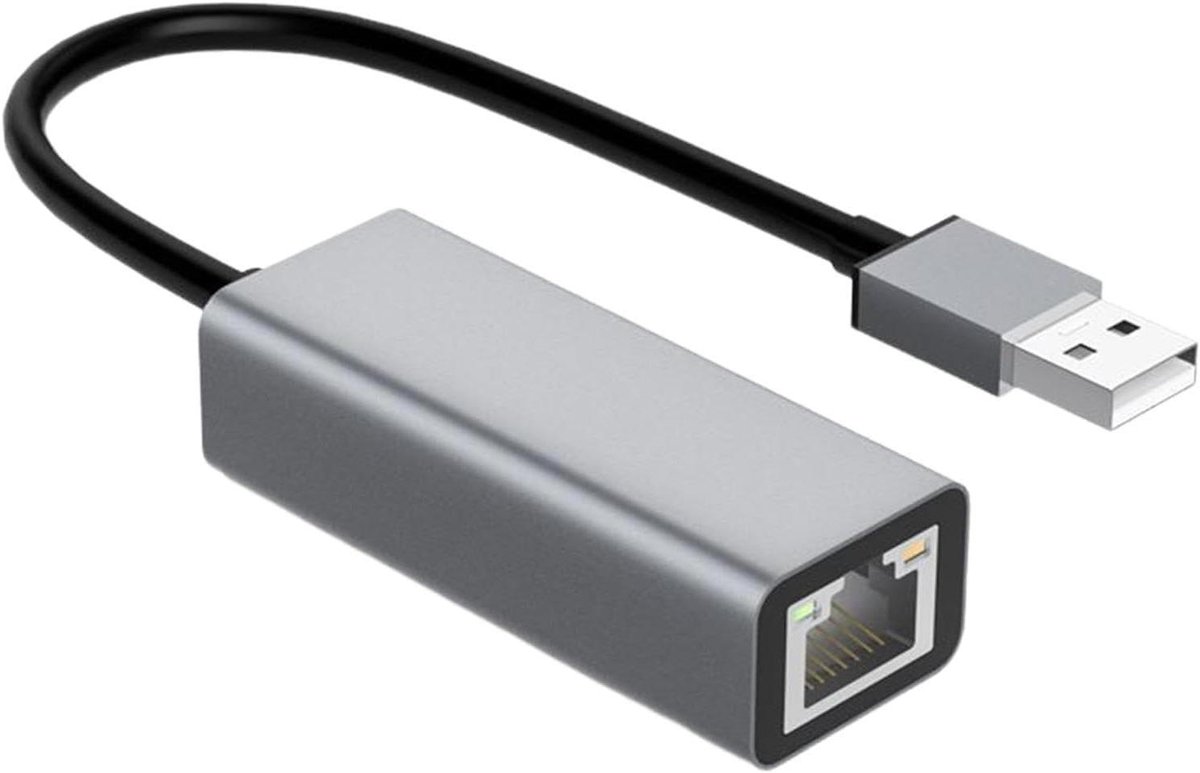 Ethernet Adapter - Netwerkadapter USB C - Stabiel Internet - Hoge Snelheid 100 Mbps - Compact Ontwerp - Grijs