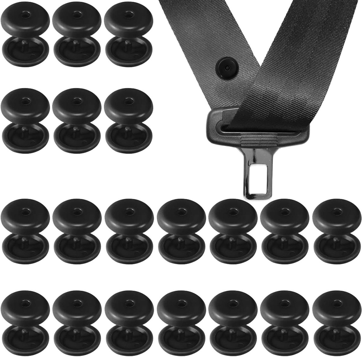 Veiligheidsgordelstoppers - Gordelklemmen - Rijcomfort Verhogen - Universeel Kunststof - 20 Stuks - Zwart