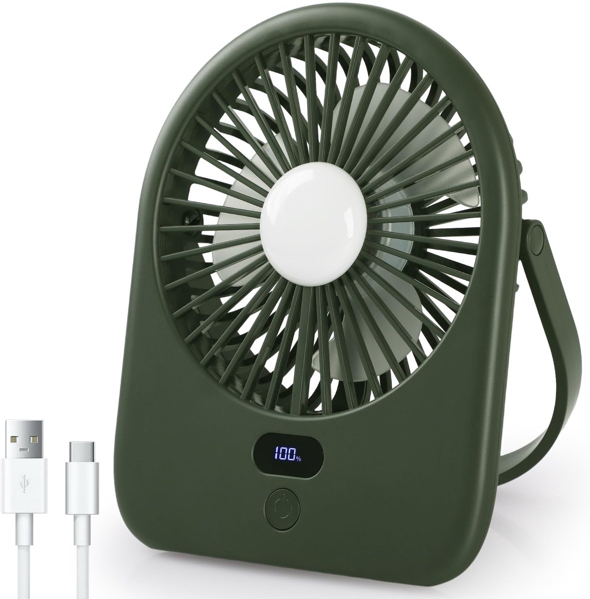 Draagbare ventilator 5 snelheden - oplaadbaar - instelbare hoek - ideaal voor thuis of camping - SnelShoppen