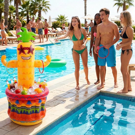 Opblaasbare Ananas Koeler - Feest Koelbox - Drankjes Koel Houden - Dubbel Ontwerp - 122 cm - Geel — afbeelding 3