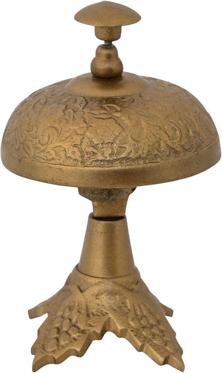 Tafelbel - Handbel Hotelbel - Gasten Service - Antieke Stijl - 13 cm - Aluminium