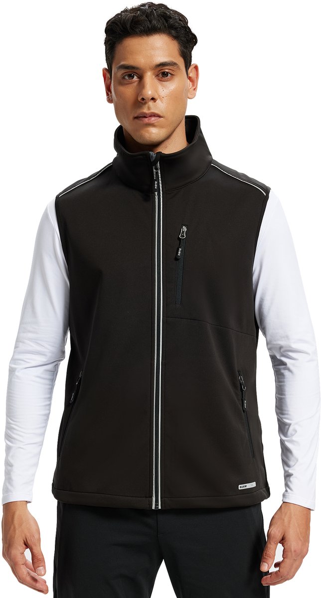 Heren Outdoorjas - Windjack - Softshell Jas 4 Seizoenen - Warme Fleece Gevoerd - Met Capuchon - Waterafstotend - Rits Zakken - Zwart - Maat M