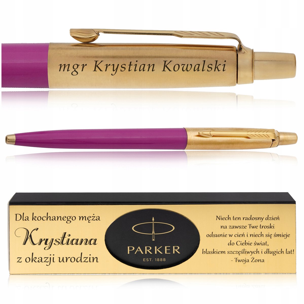 Parker Jotter Magenta 24 Karaat Gouden Pen met Gravure in Luxe Doos