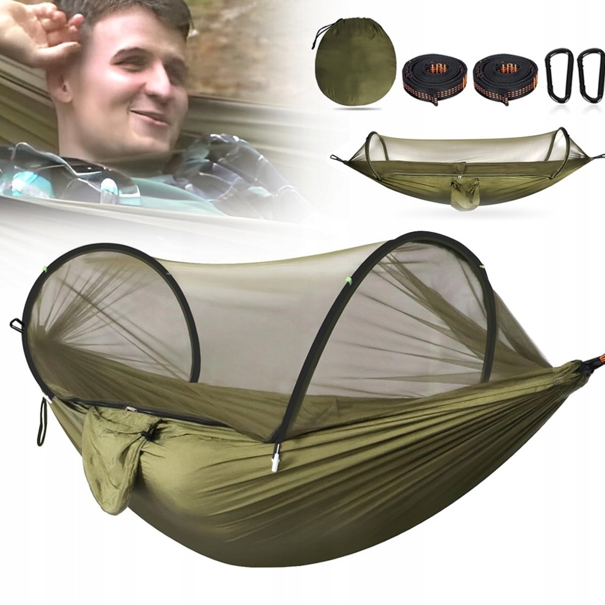 XXL Kampeerhamak met Muskietennet - 300kg - 275x140cm - Groen