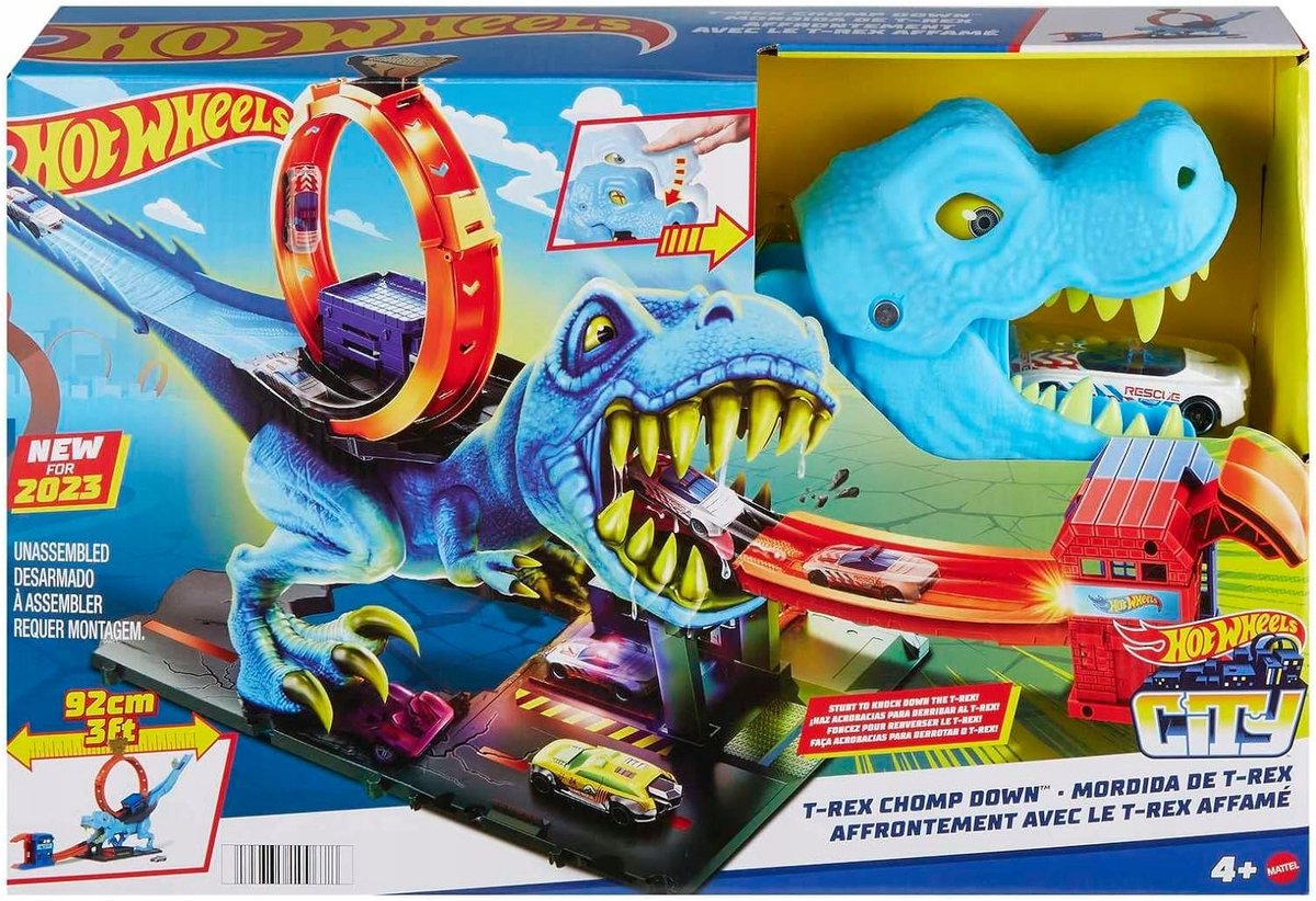 Hot Wheels T-Rex Dino Aanval Baan met Auto - Groot Speelgoed