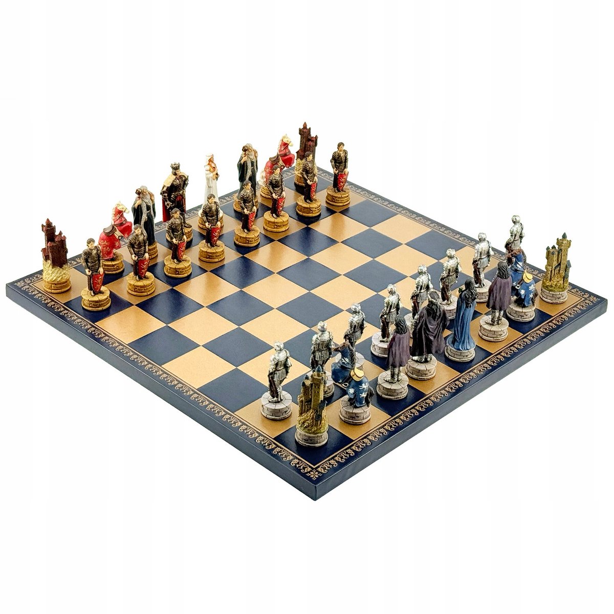 Italfama Koning Arthur Polystone Schaakset met 40x40cm Lederen Bord