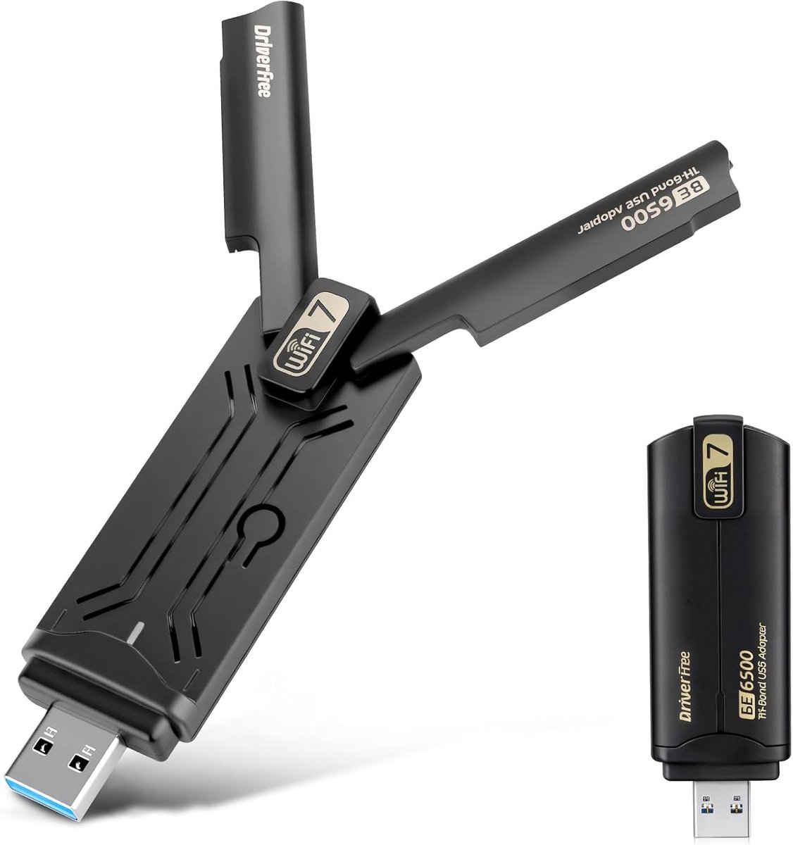 SnelShoppen - RUIZHI WiFi 7 USB WLAN-adapter - BE6500 WLAN-stick voor pc, MLO Tri-Band 6G/5G/2.4G, Free Drive antennes, Gaming en 8K-streaming, WPA3 B