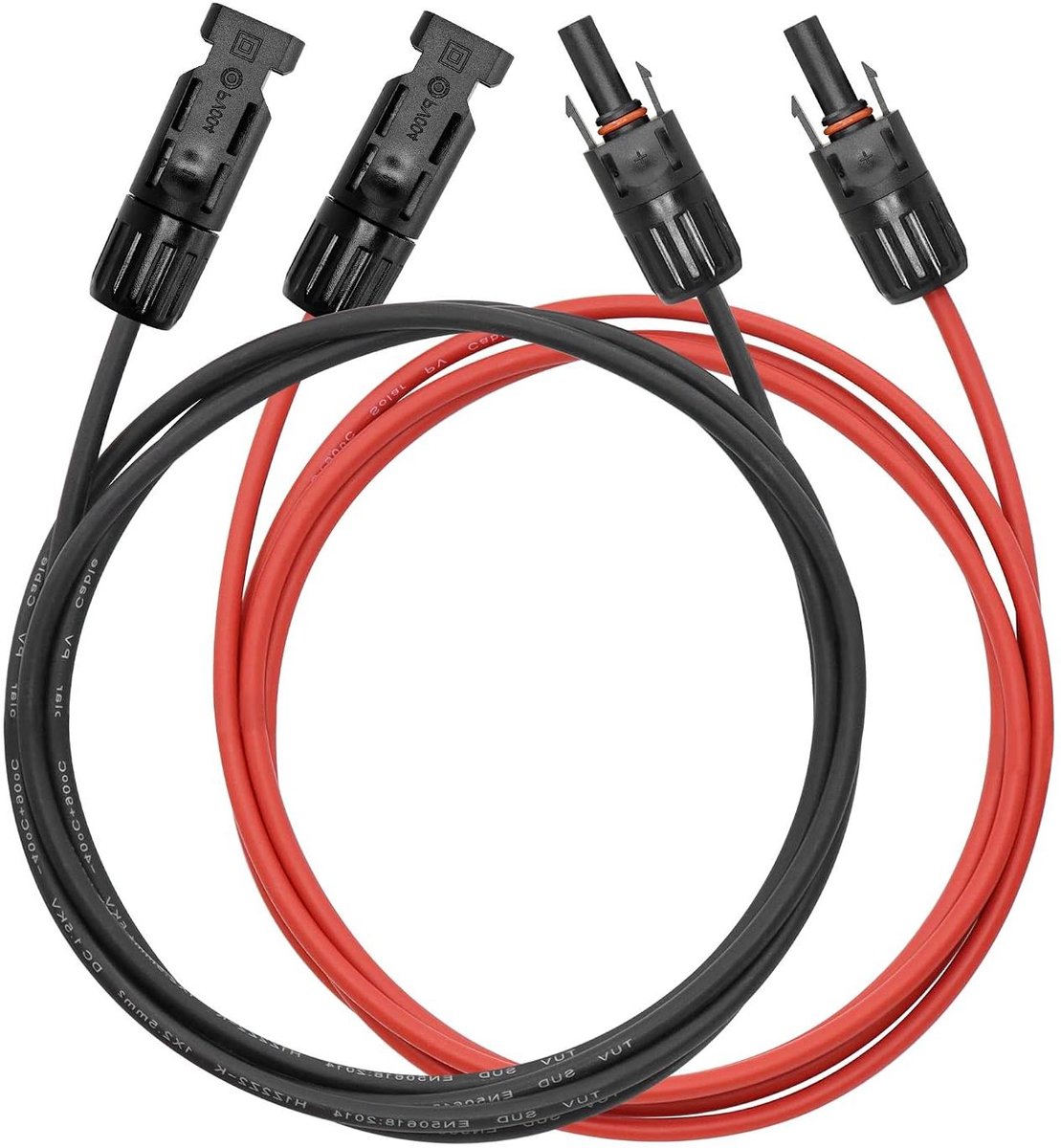 Zonnepaneel Kabel - Verlengkabel Adapter - Energie Opwekken - Weerbestendig IP67 - 2 Meter - Zwart Rood