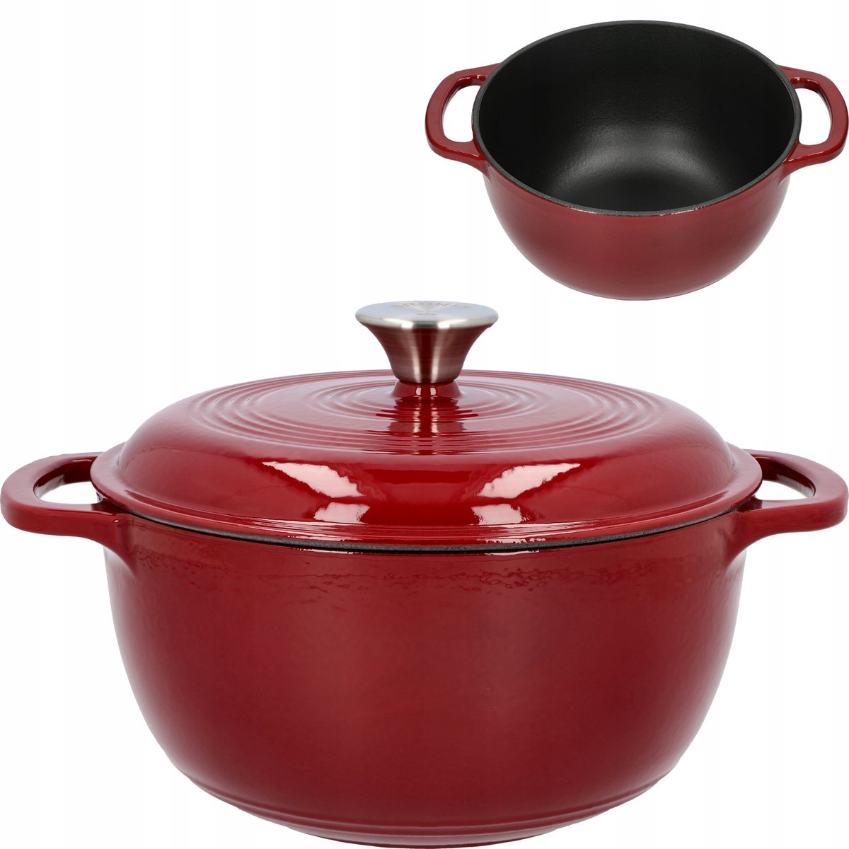 Gietijzeren Emaille Pan 5,8L Stoofpan Bourgondië 28cm Inductie Oven