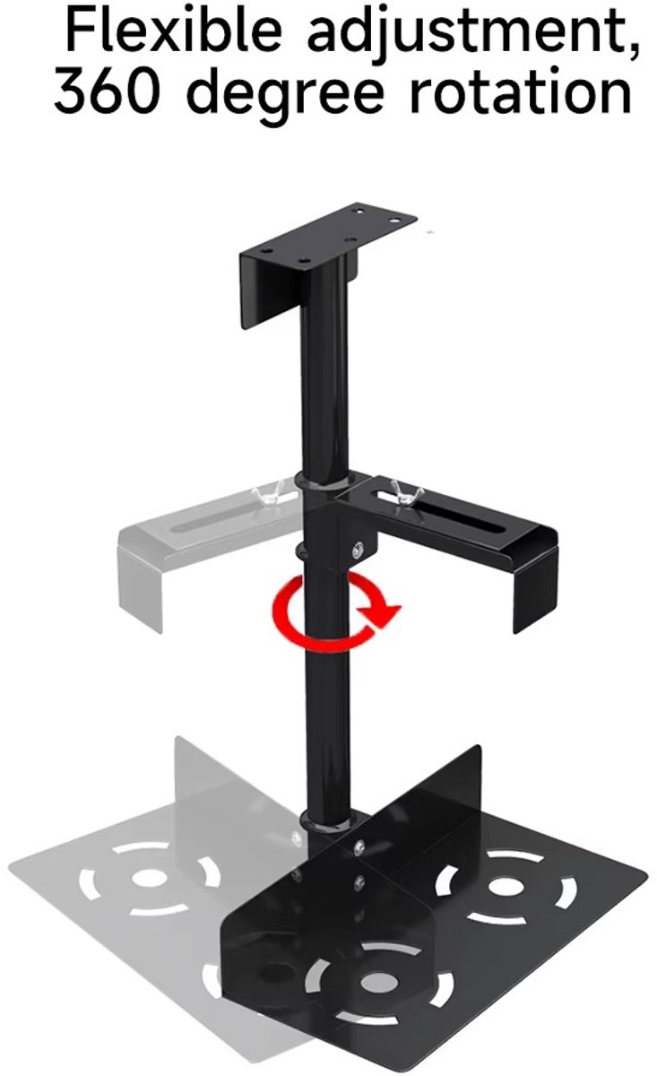Cherrys Finds - PC Mount Onder het Bureau - Verstelbare Computer Houder - Verstelbare Onderbureau PC hHouder - 360 Graden Draaibare - Computertorenbeugel - Zware Uitvoering Carbon Staal - CPU Houder - Wandmontage Standaard - Max 25KG - Zwart