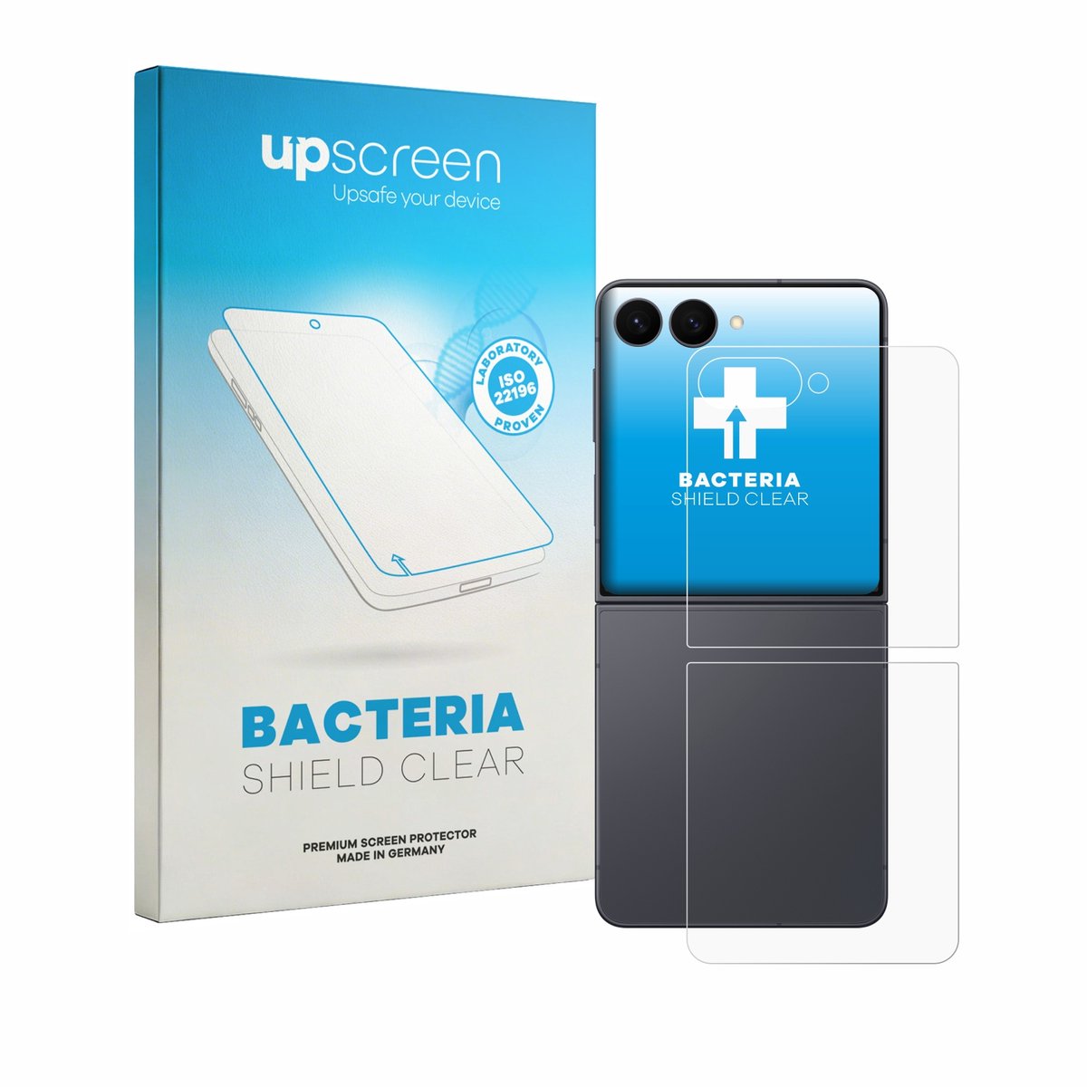 upscreen - Screenprotector voor Samsung Galaxy Z Flip 8 (Achterkant) - Folie Beschermfolie transparant antibacterieel