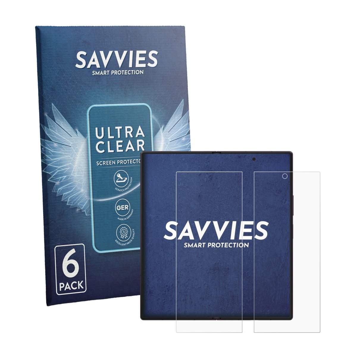 Savvies - Screenprotector voor Samsung Galaxy Z Fold 8 Ultra (Inner display) - Folie Beschermfolie transparant 6 Stuks