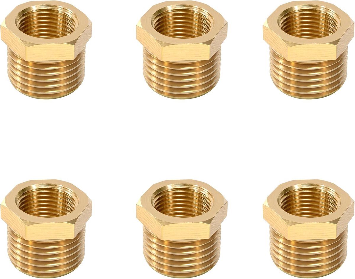 6 stuks 1/4 inch mannelijk naar 1/8 inch vrouwelijk verloopstuk, schroefdraadverbinding van messing, reduceerconnector voor water, gas, olie, tuin