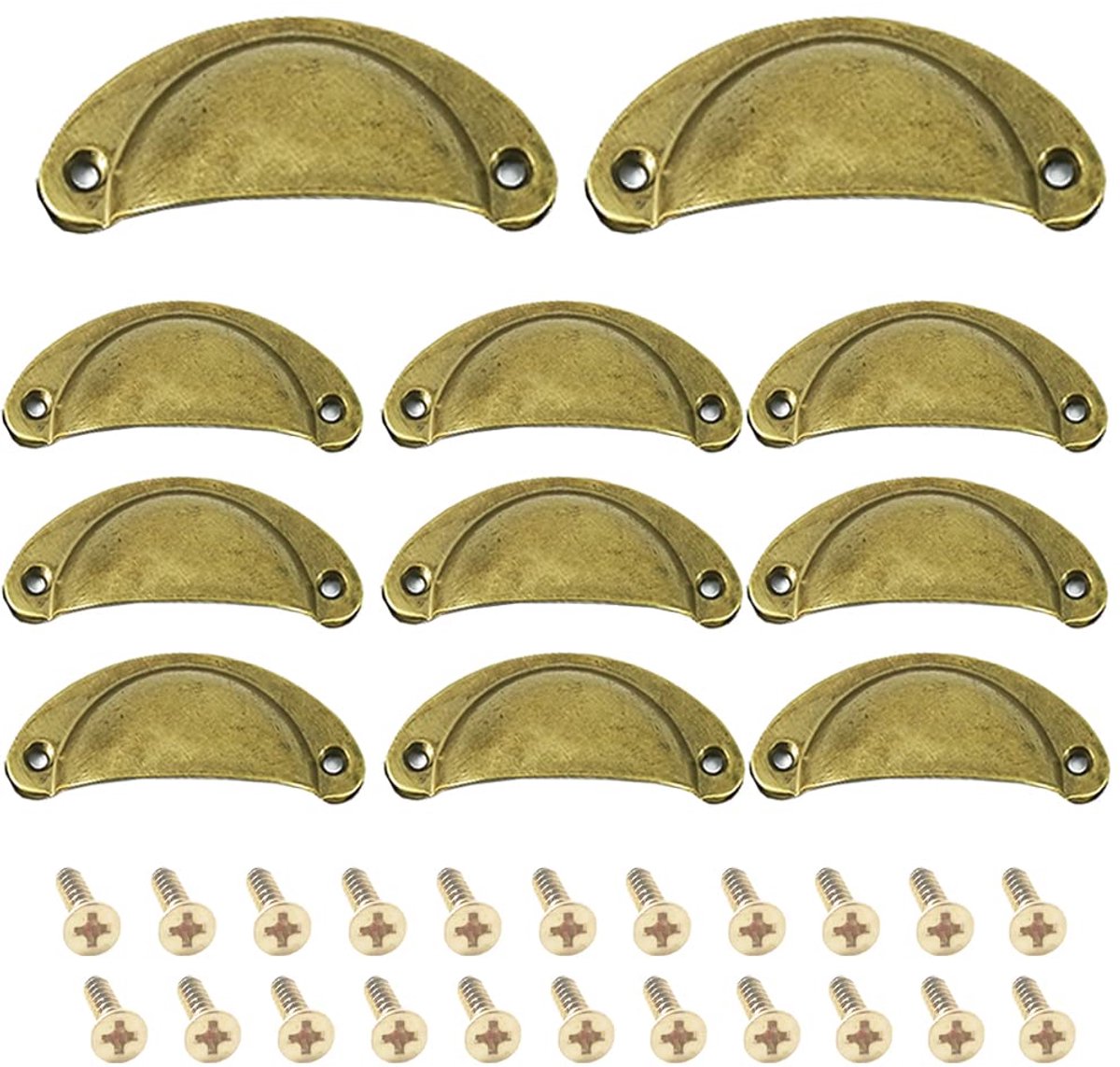 12 stuks schelpgrepen ladegrepen ladegrepen met schroeven voor keukenkast, meubels, kast (messing)