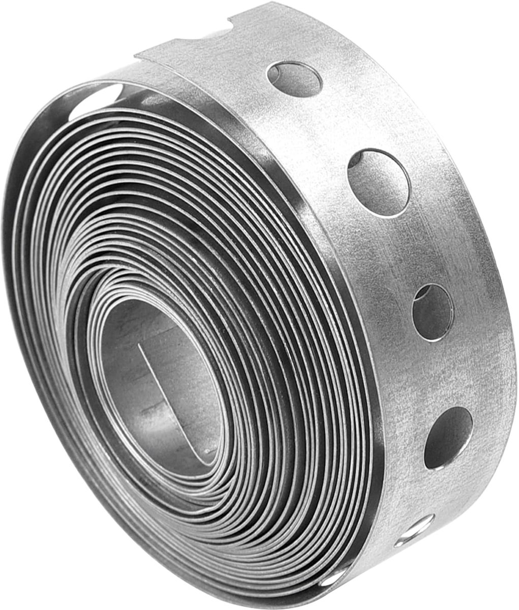 3/4 Inch × 3,05 Meter Verzinkte stalen band Metalen bevestigingsband met geperforeerde gaten, bouwersafrasteringbeugels Bevestigingsband en pijpondersteuning voor ophanging met gaten 1 rol