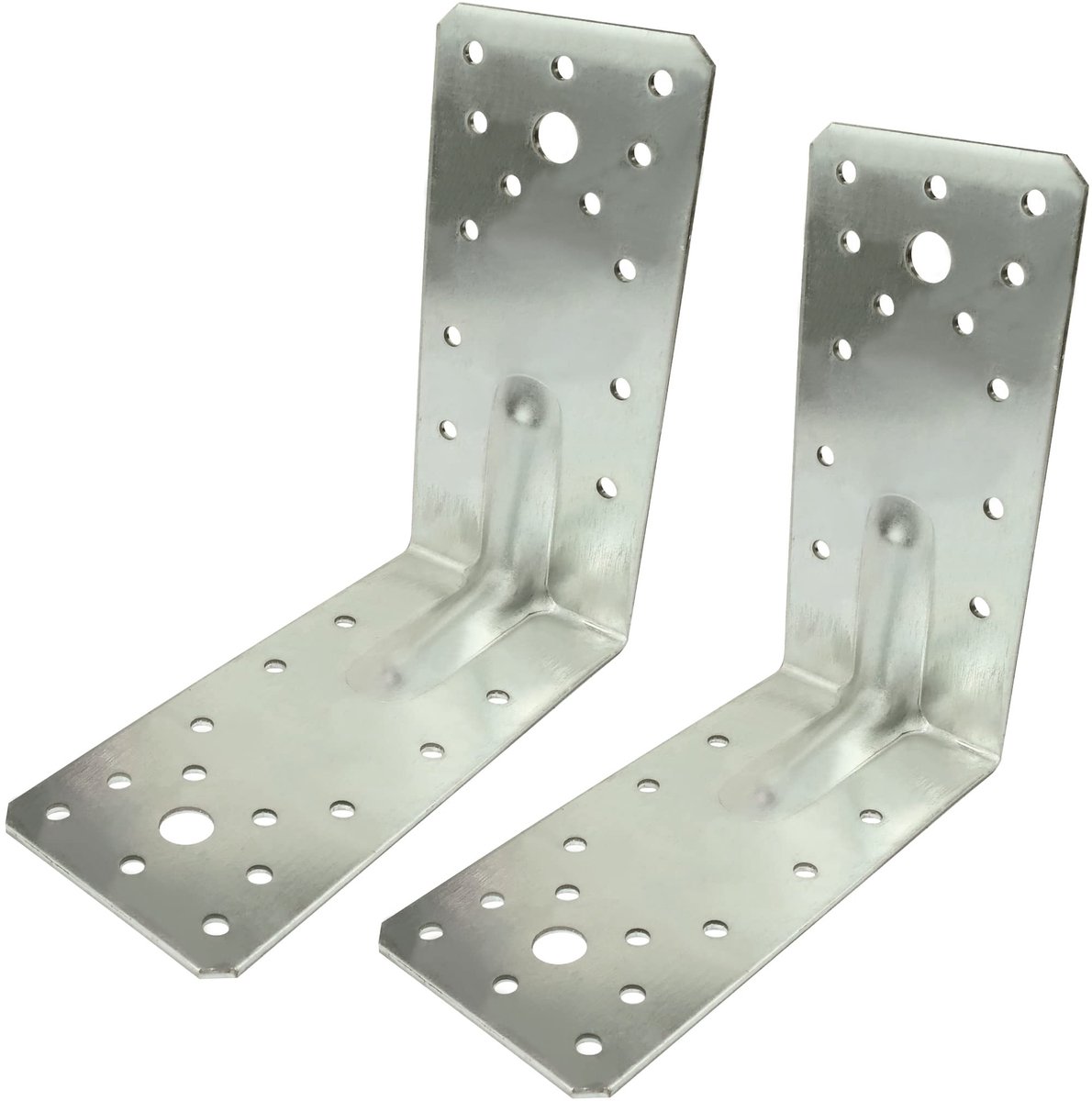 Bevestigingshoeken, versterkt, geperforeerd, 140 x 140 x 65 x 2,5 mm - bevestigingshouder met 28 gaten - voor houten frame - van staal Z275