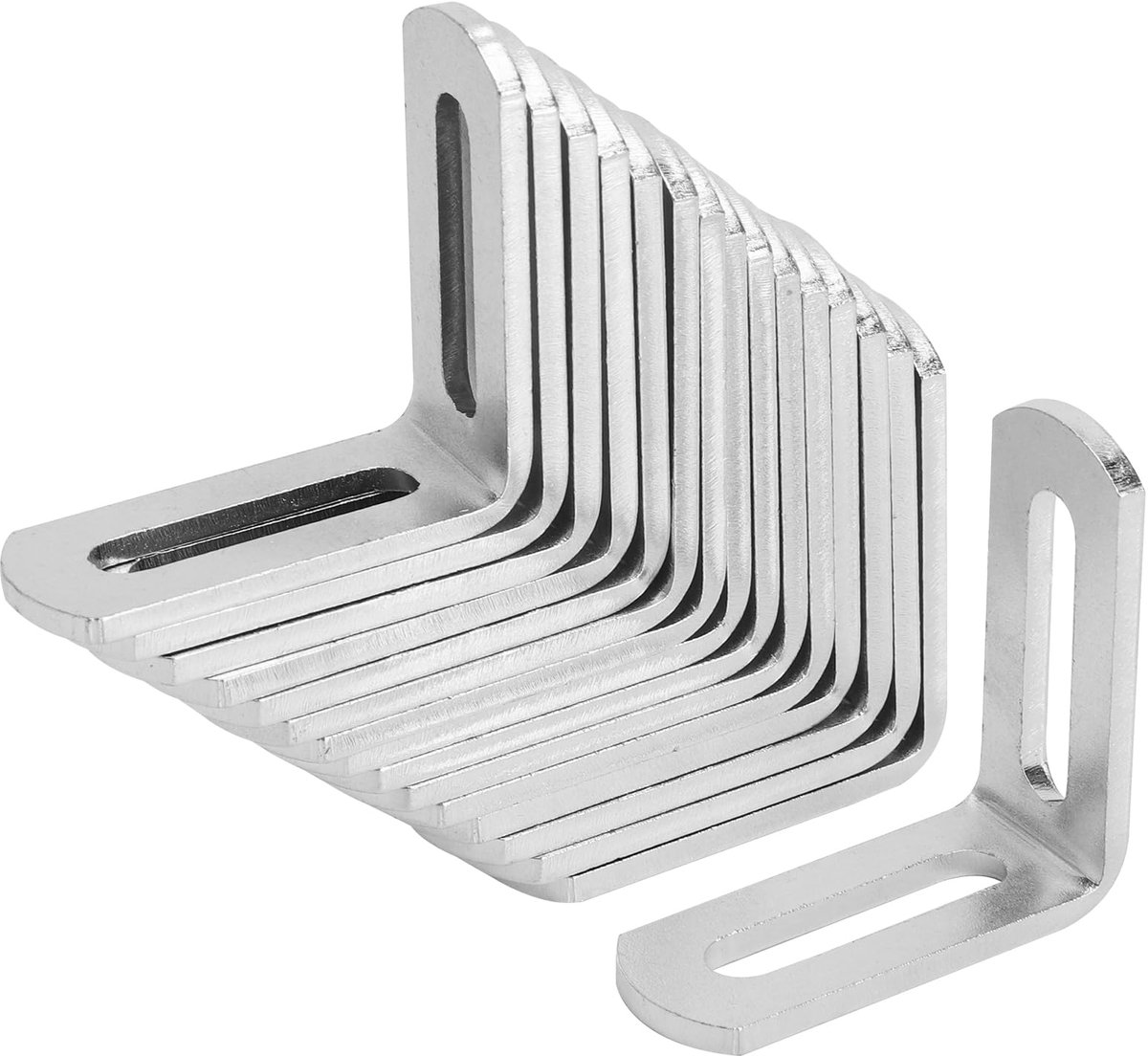houder, verstelbare verzinkte stalen hoek, 49 x 49 mm, 16 stuks metalen hoekset, 2,8 mm dik, boorgat 6,7 mm, ideaal voor meubels, doe-het-zelf, planken, buitenruimtes