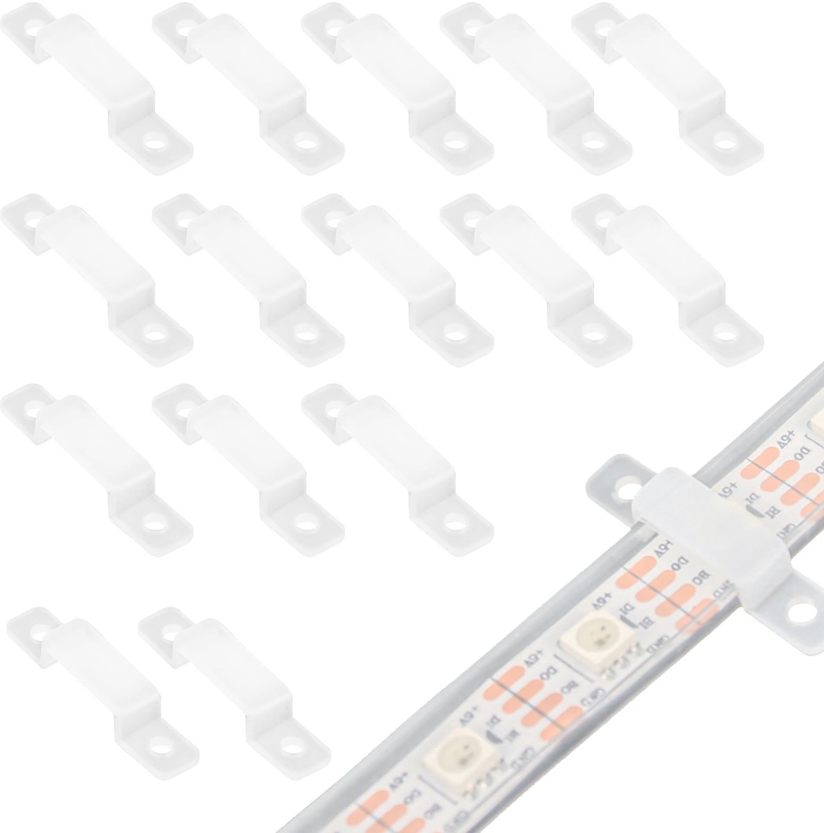 100 stuks ledstripbevestiging, 10 mm ledstriphouder, 12 mm bevestigingsclips, lichtslang, siliconen ledstriphouder voor SMD5050, heldere strip, flexibele helderheid