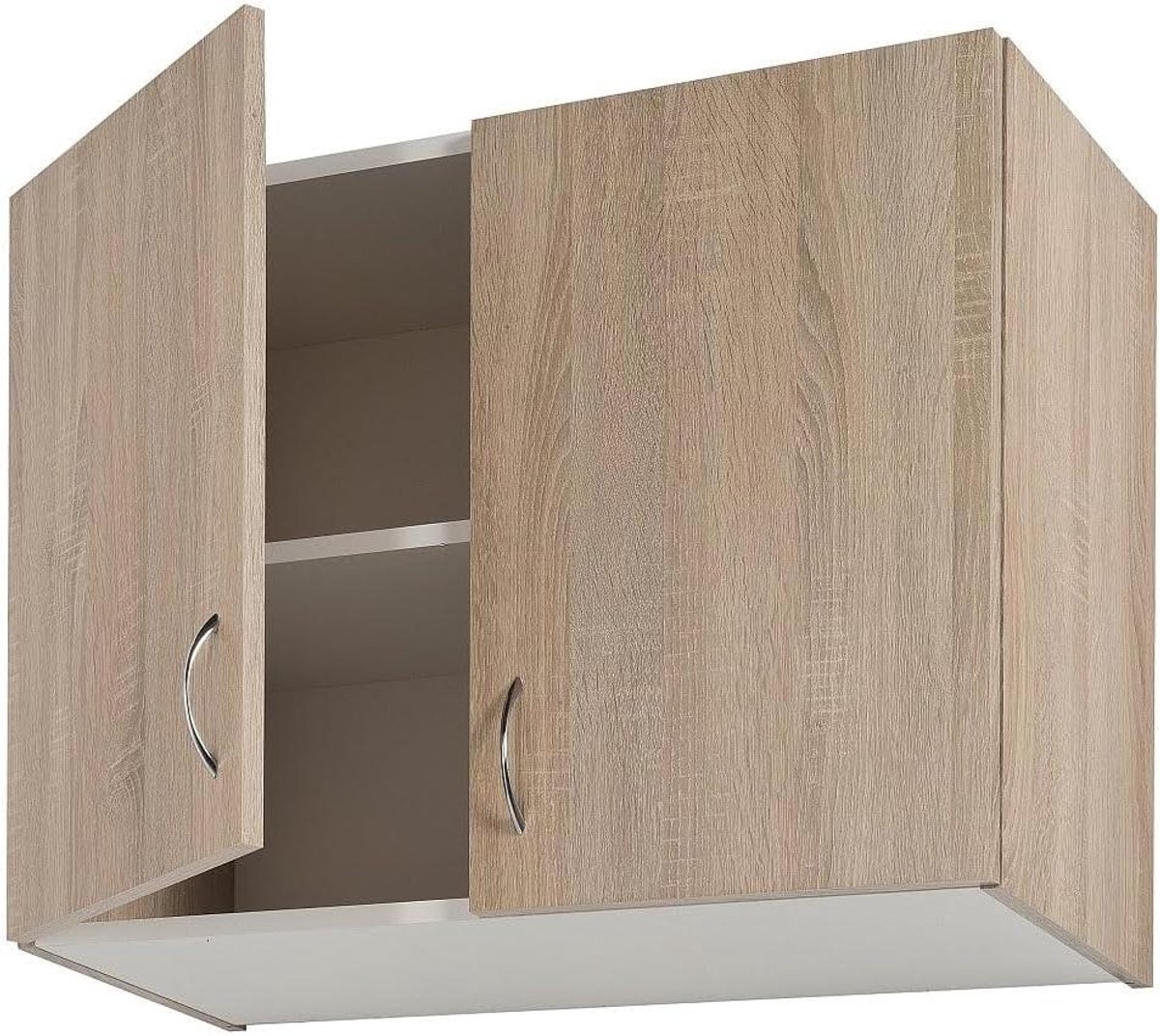 Hangende Keukenkast - Wandkast Keuken - Keuken Opbergen - Dubbele Deuren - 80 cm Breed - Sonoma Eiken