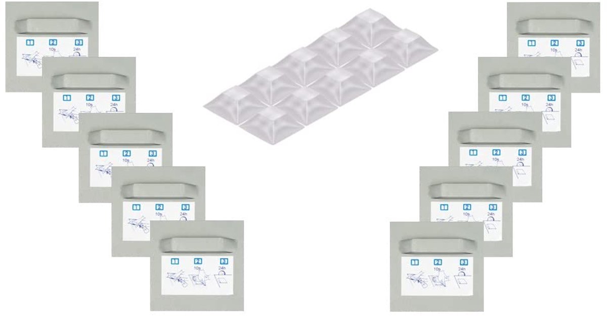kleefplaat 45 x 45 mm (10 stuks) met oogje & siliconen afstandhouder in set spiegelhanger ophangplaat plakplaat dibond-hanger wandhouder