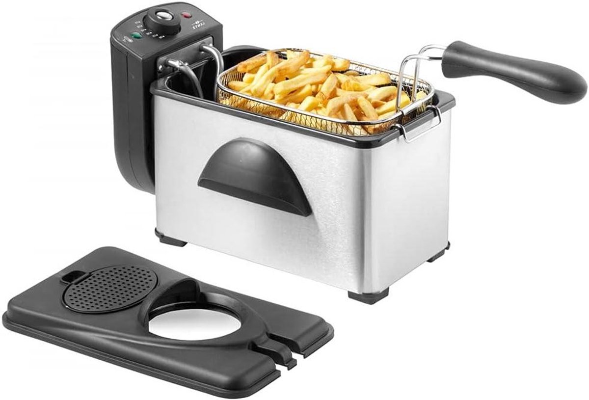 Koude Zone Friteuse - Frituurpan RVS - Lekker Frituren - Snelle Verwarming - 3 Liter - Zilverkleurig