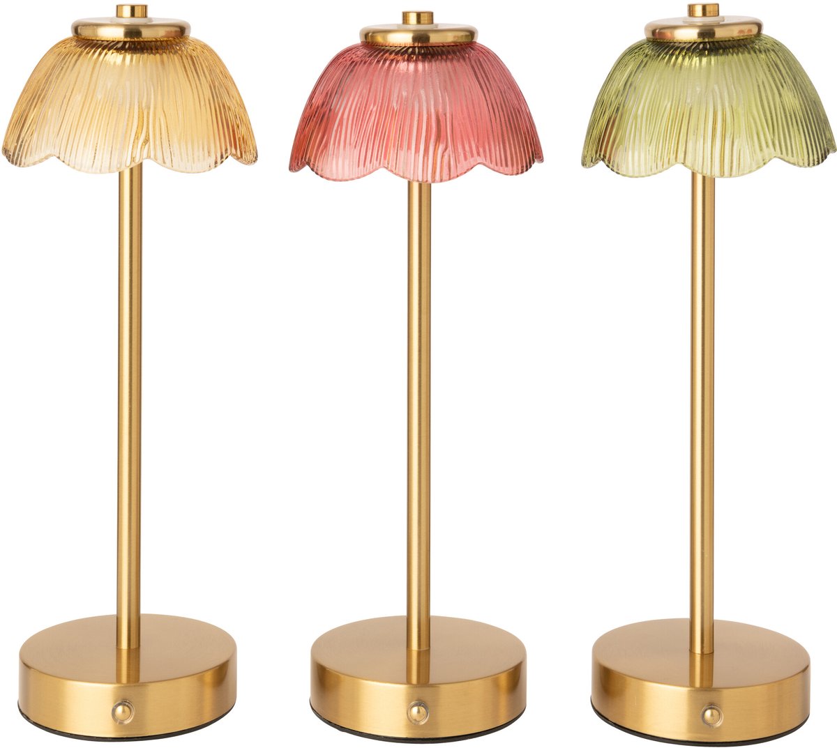 J-Line Tafellamp bloem - stof - multikleur - assortiment van 3