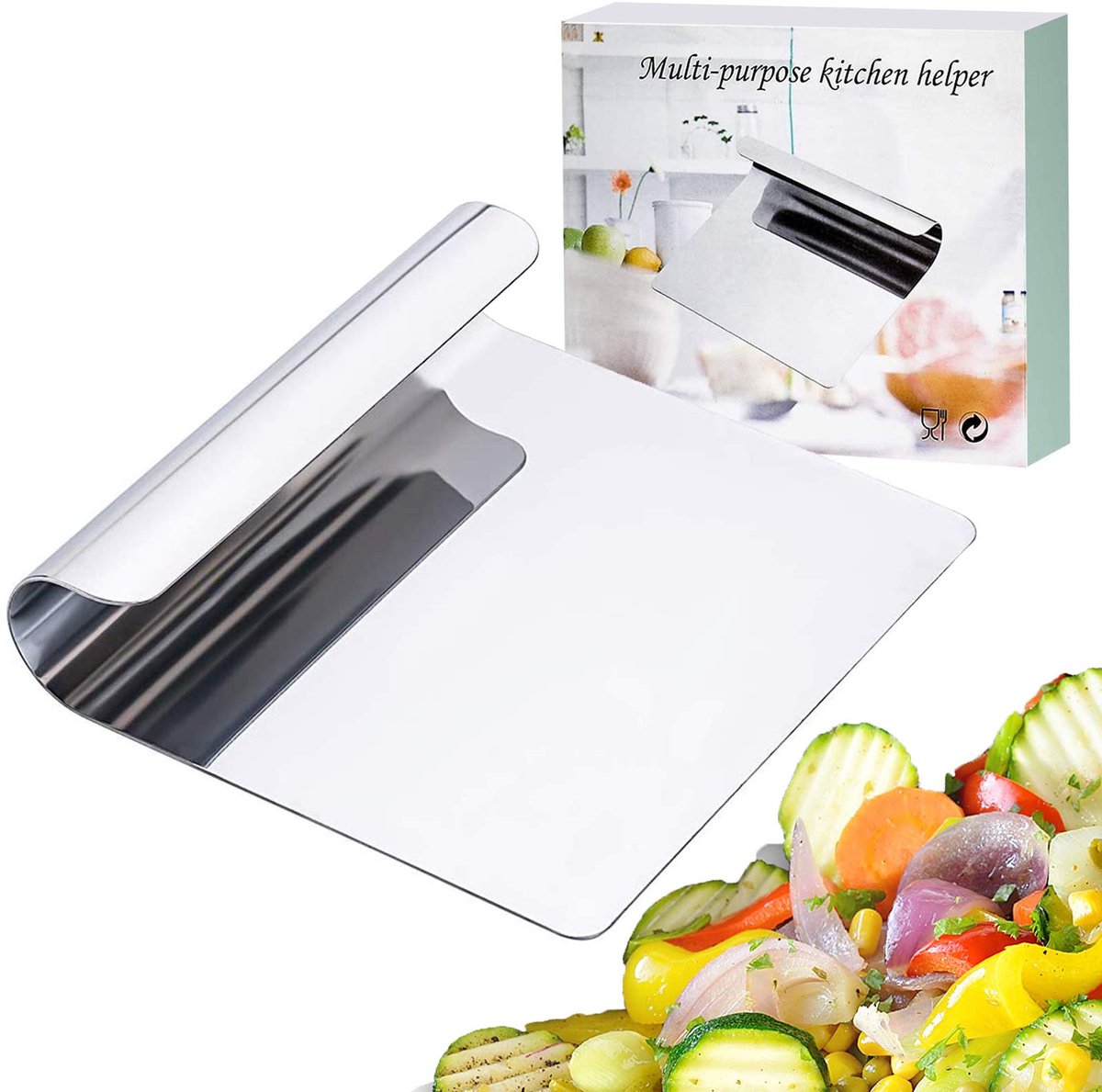 Deegspatel, deegsnijder van roestvrij staal, deegschraper, keukenspatel, schraper, multifunctionele keukenhulp, kookschep, universele hulp, deegkaart voor groenten, deeg, brood bakken