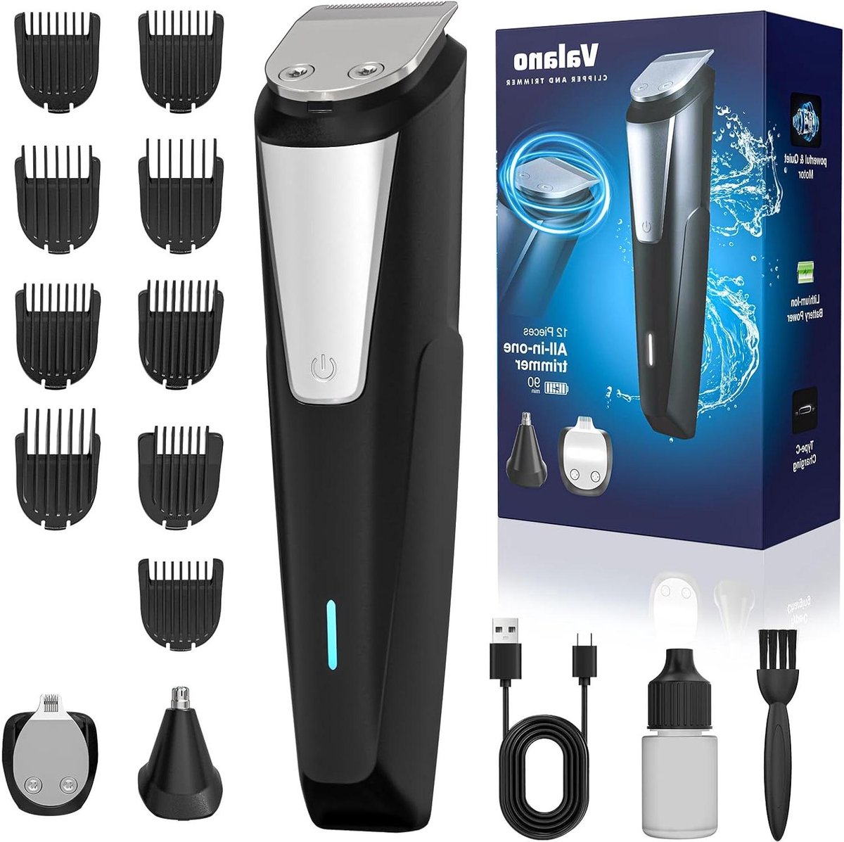 Baardtrimmer Heren - Grooming Kit - Gezichtsverzorging Thuis - Huidvriendelijk Ontwerp - 11.6 x 6.5 cm - Zwart