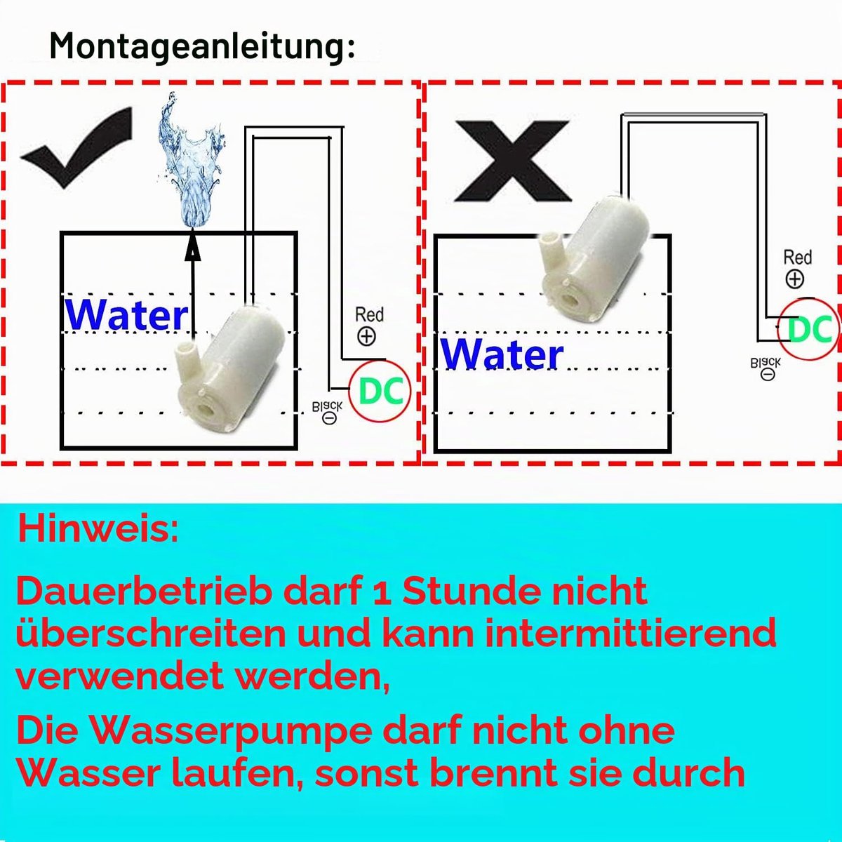 DC 3 V 5 V mini-dompelpomp, motorpomp, DC mini-waterpomp, borstelloos + 3 m, transparante slang voor aquarium, tuin, planten, bloem