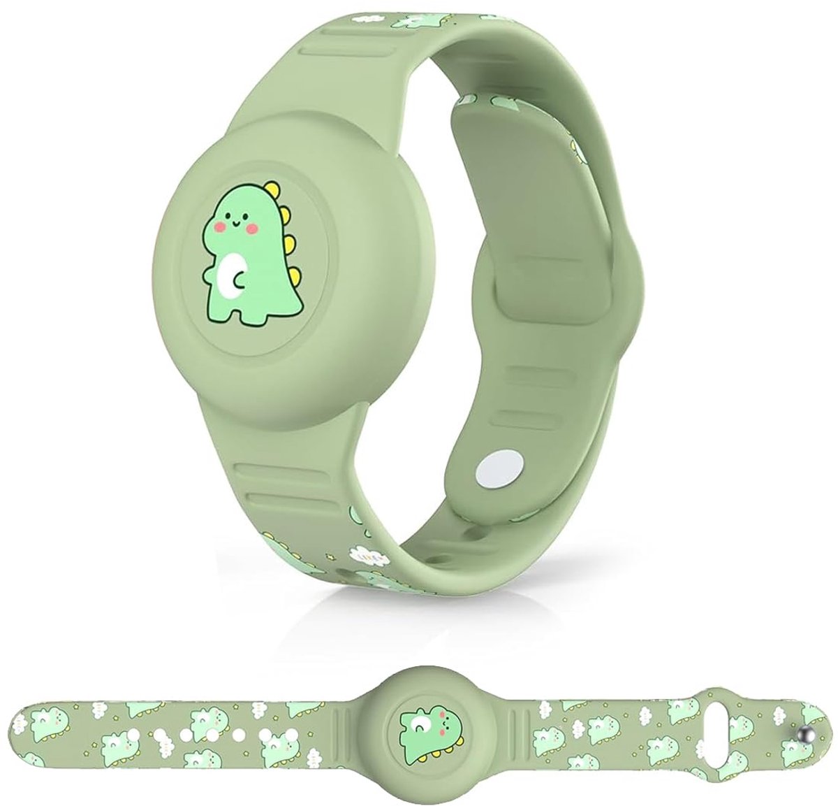 Armband waterdicht: Schattig cartoondesign verstelbaar verborgen Compatibel met Apple Air Tag-houder, siliconen anti-verlies GPS-tracker-armbandhoes voor peuters (dinosaurus)