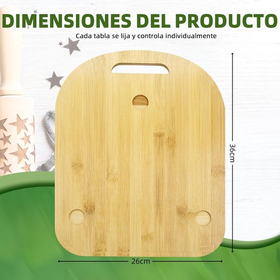 Keukenmachine Rolplank - Mobiele Keukenmachine - Keuken Werkblad - Massief Eiken Hout - 38x31cm - Natuurlijk Hout — afbeelding 2