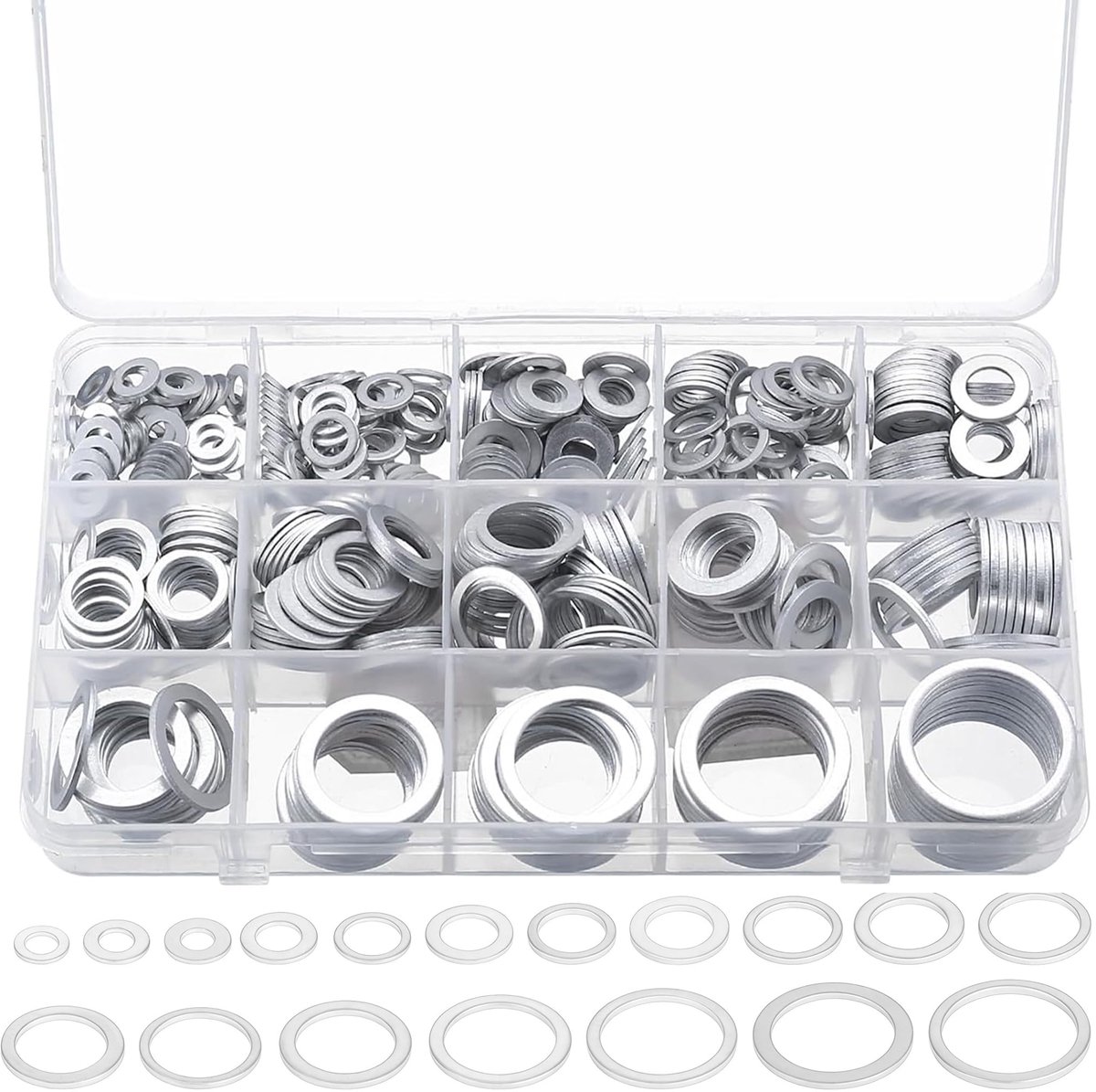 Afdichtring Olieafvoerplug Pakkingset, Koperen Afdichtringen Assortiment & Ringen Set Aluminium, M6-M24 Vlakke Pakking Set voor Auto, Industrie, Huishouden