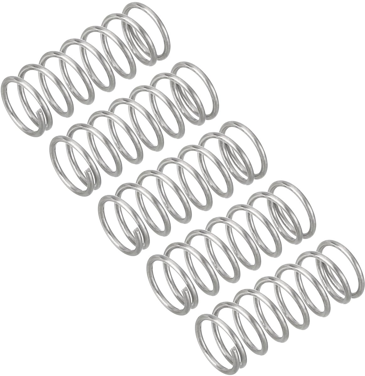 5 stuks drukveren, 0,6 x 6 x 15 mm, drukveren, veren, trekveren, veerveer, spiraalveren, springveer, stalen veer, 304 roestvrij staal, zilver
