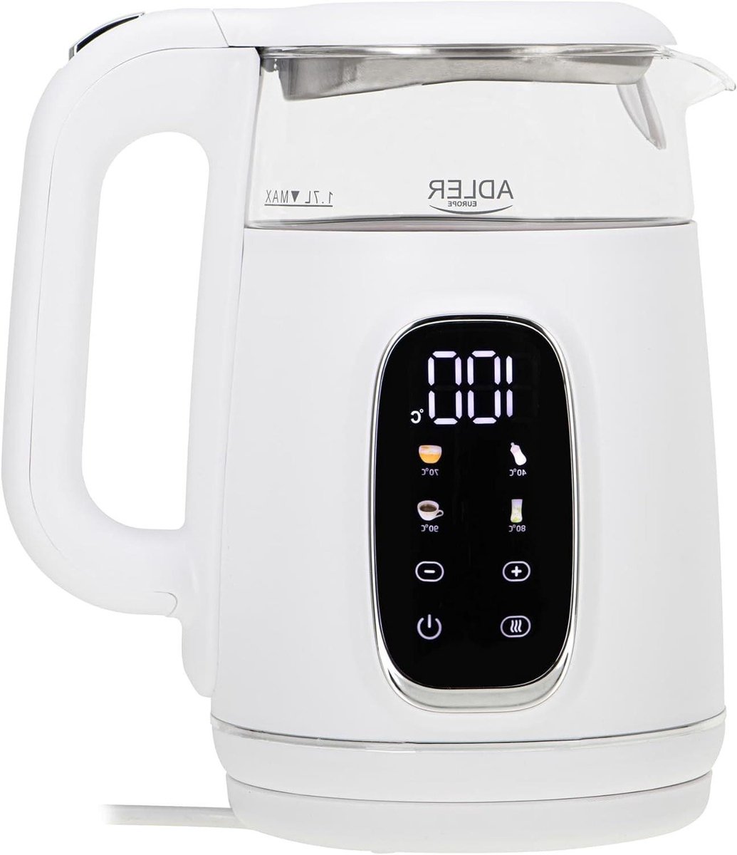 Elektrische Waterkoker - Temperatuurregeling - Dranken Bereiden - Vijf Temperatuurprogramma's - 1.7 Liter - Wit Zilver