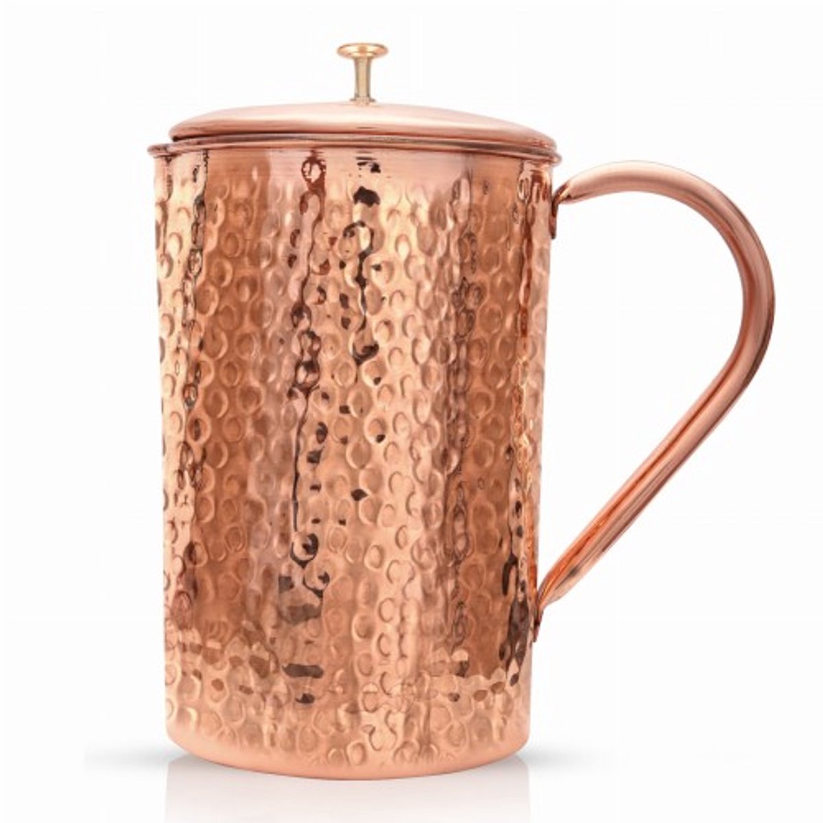 Koperen kan met deksel, hammered, Sattva Ayurveda, 1950 ml