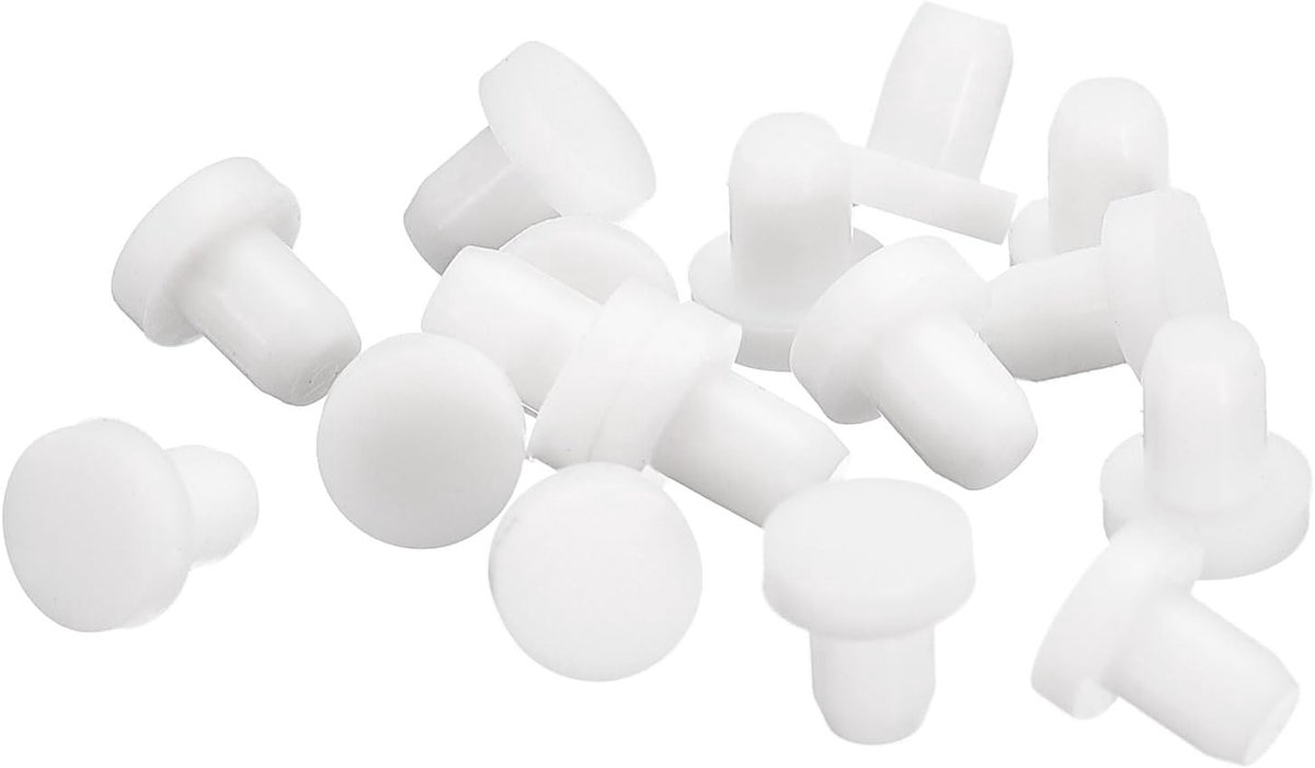 16 stuks witte rubberen stops, 4,5 mm, gatstoppen voor 4-4,3 mm gat