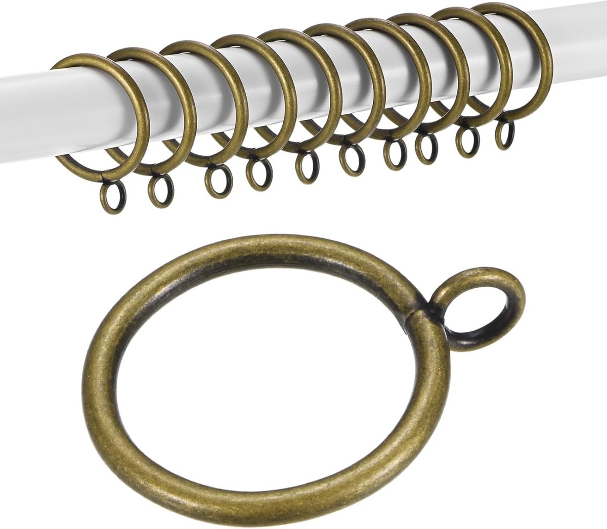10 stuks gordijnring met oogje 3,5 cm ID past tot 2,5 cm gordijnroede, bronzen metalen gordijnringen voor schuifraam, badkamer, deur, douchestang