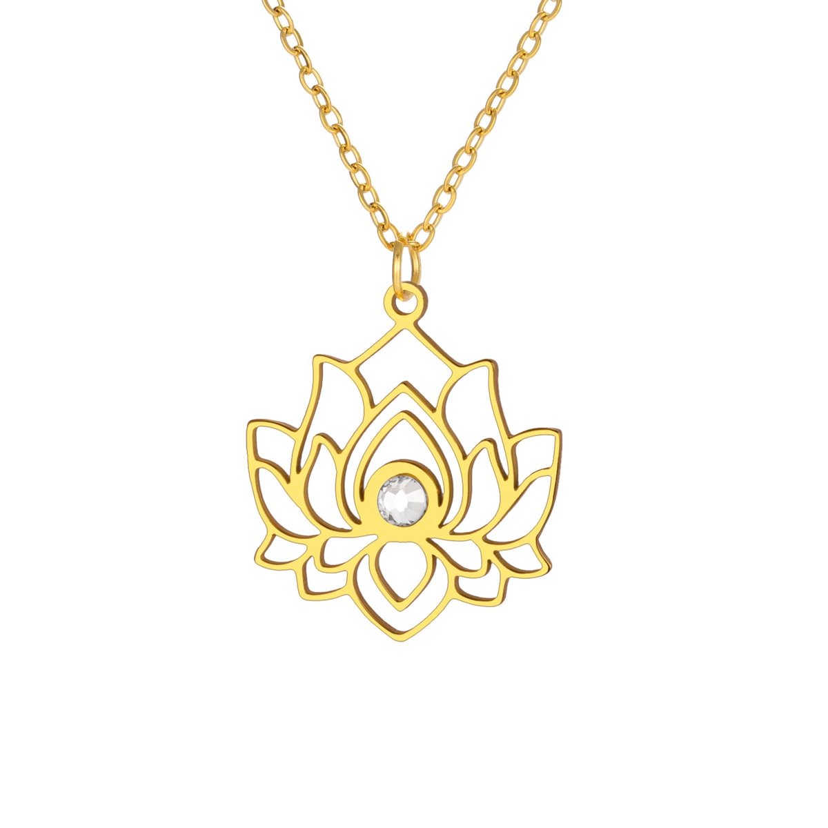 Lotus Flower Charm halsketting voor vrouwen Yoga Lotus Protection Hanger Ketting RVS Inspiratie Yoga Healing Unalome Symbool Amulet Boeddha Yoga Sieraden