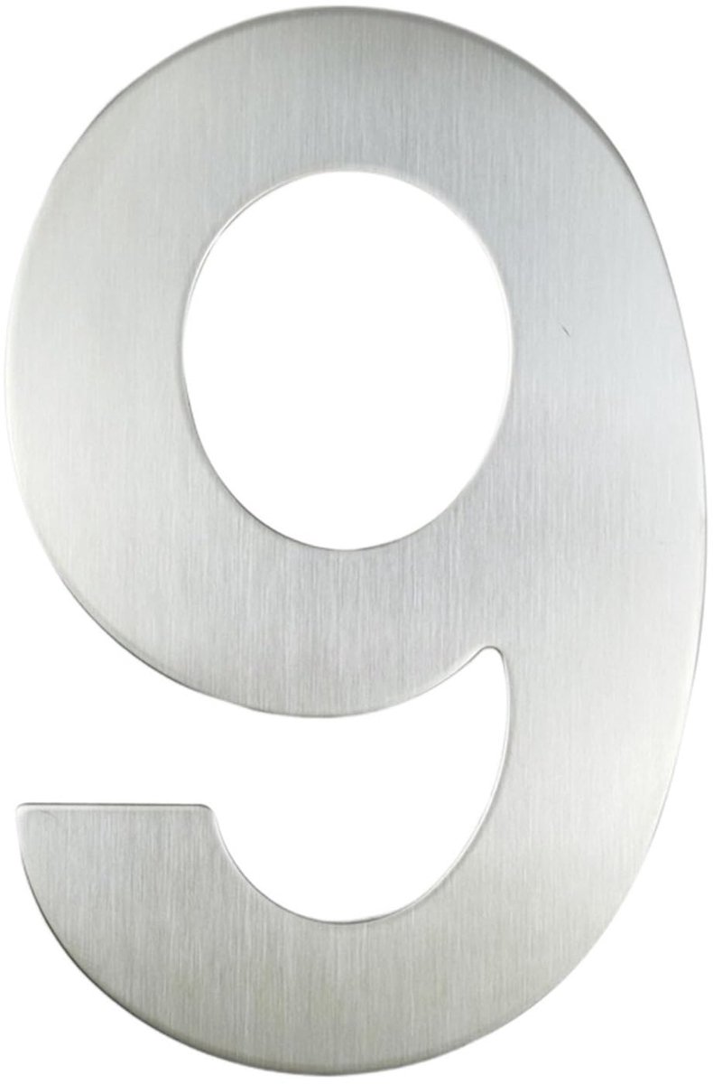 1 St 20/30 Cm Rvs Huisnummer Outdoor 8/12 Inch Zilver Appartement Deur Metalen Adres Teken 0-9(9,20cm)