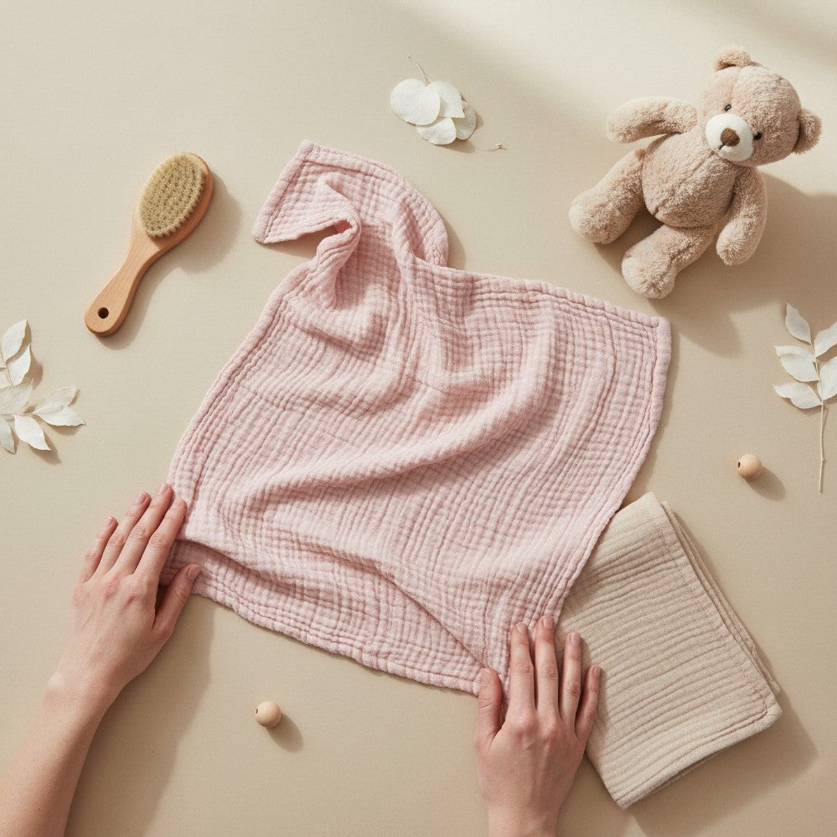 Nuvinokids Mousseline Babydeken Soft Pink - 100% Katoen - 105x105 cm - Kraamcadeau - Wiegdeken - Hydrofiele Doek - Mousseline Doek - Inbakerdoek - Swaddle - Spuugdoek - Ledikantdeken - Knuffeldeken - Boxdeken - Peuter - Kind - Newborn - Jongen - Roze