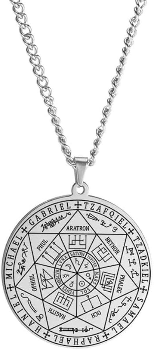 Roestvrij stalen zegel van de 7 aartsengelen hanger ketting heilige Michael ketting spirituele talisman amulet heks heidense sieraden voor mannen vrouwen