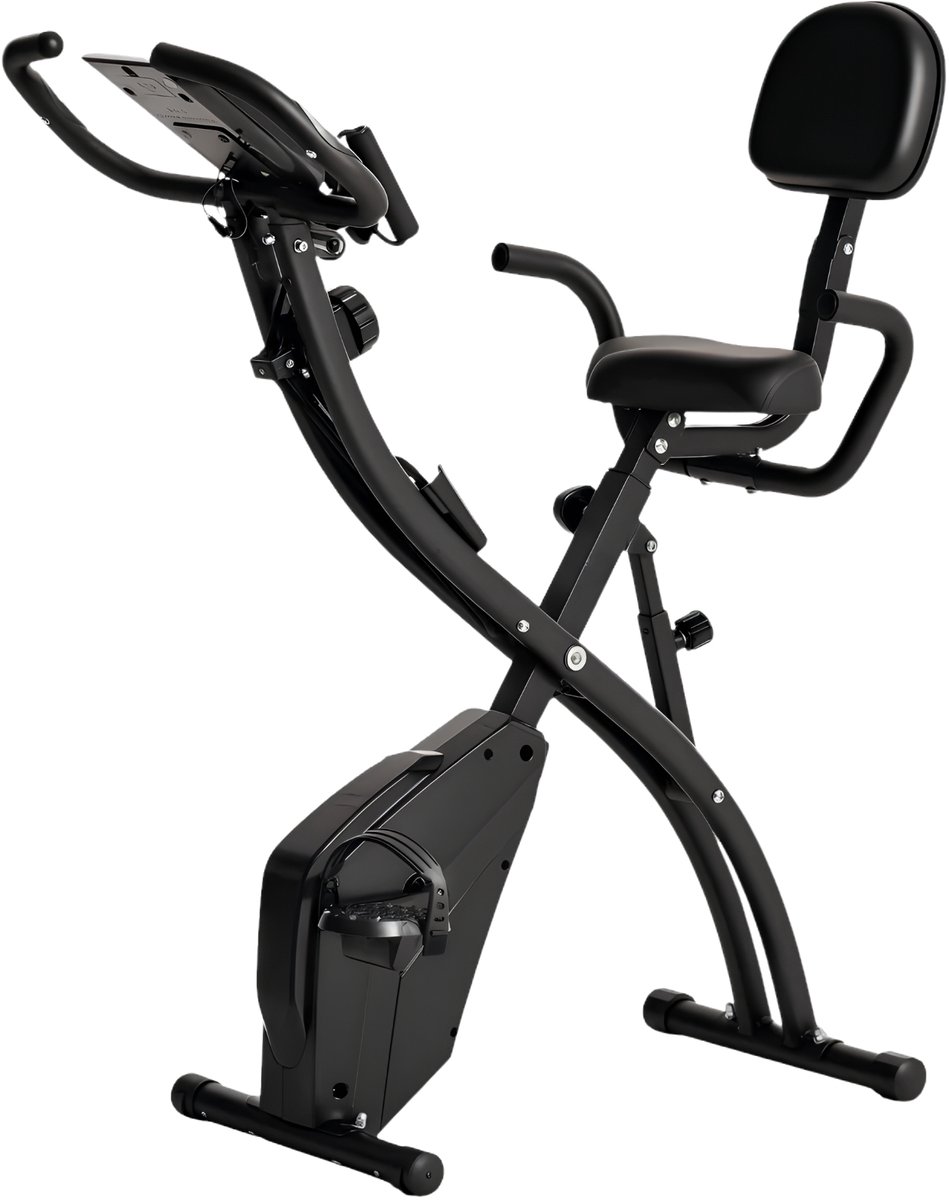 Opvouwbare X-Bike Hometrainer – Exercise Bike met LCD Display – Fietstrainer voor Thuis Fitness en Cardio – Zwart